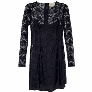 Keepsake the Label Long Sleeve Lace Cocktail Dress Black Size X-Small